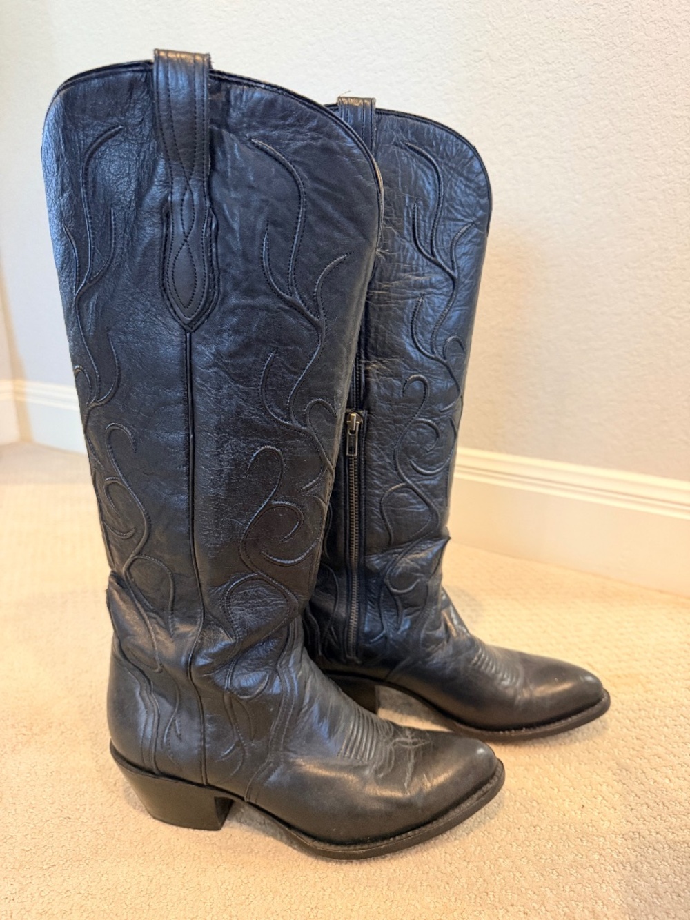 Lucchese Women's Black Cowboy Boots, Size 9